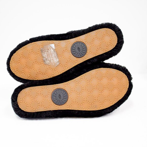 UGG OH FLUFFITA Platform Slide Black /UGG Logo Shearling Slipper Women's Size 10 - Picture 8 of 9
